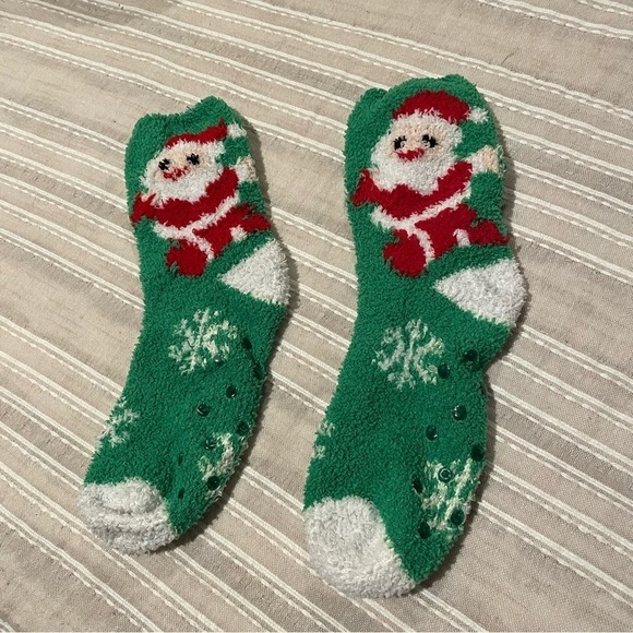 Unbranded Santa Claus Snowflake Stretchy Fuzzy Christmas Socks - Picture 4 of 5